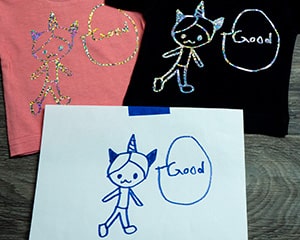 The original image and two shirts made with the same cut file