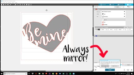 Showing how to send your design mirrored in Silhouette Studio