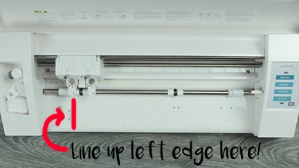 Showing you where to put the edge of the material on the Silhouette Cameo 3