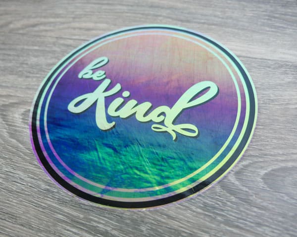 The "Be Kind" sublimation file sublimated onto Blue DecoFilm® Brilliant Chameleon