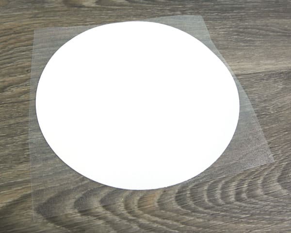 The cut circle on the carrier of Rainbow White GlitterFlex® Ultra